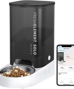 【PETKIT SOLO】自動給餌器 (カメラなし) タイマー式 スマホ管理 定時定量 手動給餌可 2WAY給電 IOS Android対応 日本語対応アプリ 3L 猫 中小型犬用ペットキット (ブラック)