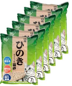 アイリスオーヤマ(IRIS OHYAMA) トイレに流せる ひのきでつくった猫砂 強力脱臭 7Lx6袋 (まとめ買い)